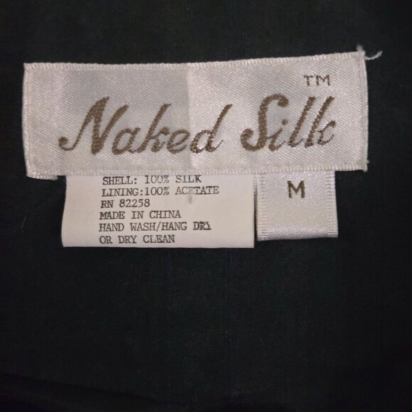 Naked Silk Vintage 100% Silk Black Long Line Button Front Blazer Size M - Picture 5 of 5